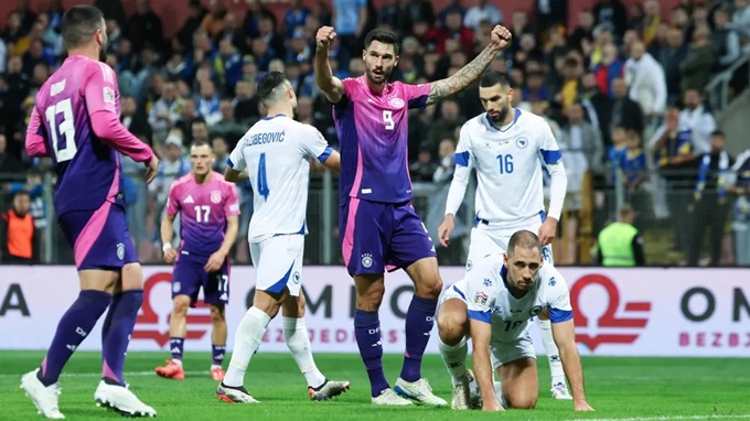 Tim Kleindienst (số 9) góp một đường kiến tạo trong trận thắng 2-1 của Đức trước Bosnia